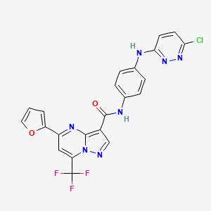 molecular formula C22H13ClF3N7O2 B10924813 N-{4-[(6-chloropyridazin-3-yl)amino]phenyl}-5-(furan-2-yl)-7-(trifluoromethyl)pyrazolo[1,5-a]pyrimidine-3-carboxamide 