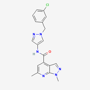 molecular formula C19H17ClN6O B10924816 N-[1-(3-chlorobenzyl)-1H-pyrazol-4-yl]-1,6-dimethyl-1H-pyrazolo[3,4-b]pyridine-4-carboxamide 