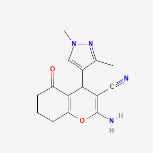 molecular formula C15H16N4O2 B10924833 2-amino-4-(1,3-dimethyl-1H-pyrazol-4-yl)-5-oxo-5,6,7,8-tetrahydro-4H-chromene-3-carbonitrile 