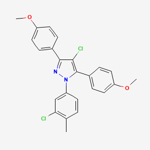 molecular formula C24H20Cl2N2O2 B10924850 4-chloro-1-(3-chloro-4-methylphenyl)-3,5-bis(4-methoxyphenyl)-1H-pyrazole 