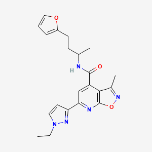 molecular formula C21H23N5O3 B10924884 6-(1-ethyl-1H-pyrazol-3-yl)-N-[4-(furan-2-yl)butan-2-yl]-3-methyl[1,2]oxazolo[5,4-b]pyridine-4-carboxamide 