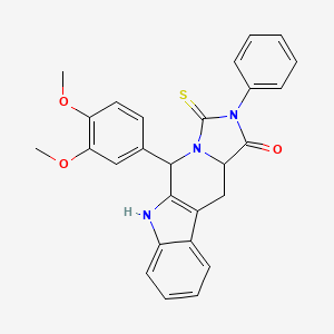 5-(3,4-Dimethoxyphenyl)-2-phenyl-3-thioxo-2,3,5,6,11,11A-hexahydro-1H-imidazo[1,5-B]beta-carbolin-1-one