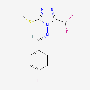 molecular formula C11H9F3N4S B10924975 3-(difluoromethyl)-N-[(E)-(4-fluorophenyl)methylidene]-5-(methylsulfanyl)-4H-1,2,4-triazol-4-amine 