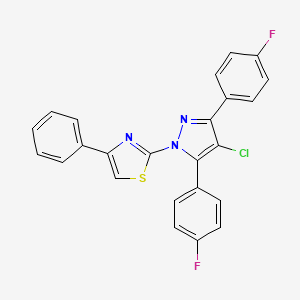 molecular formula C24H14ClF2N3S B10924979 2-[4-chloro-3,5-bis(4-fluorophenyl)-1H-pyrazol-1-yl]-4-phenyl-1,3-thiazole 