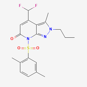 molecular formula C19H21F2N3O3S B10925004 4-(difluoromethyl)-7-[(2,5-dimethylphenyl)sulfonyl]-3-methyl-2-propyl-2,7-dihydro-6H-pyrazolo[3,4-b]pyridin-6-one 