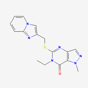 molecular formula C16H16N6OS B10925013 6-ethyl-5-[(imidazo[1,2-a]pyridin-2-ylmethyl)sulfanyl]-1-methyl-1,6-dihydro-7H-pyrazolo[4,3-d]pyrimidin-7-one 