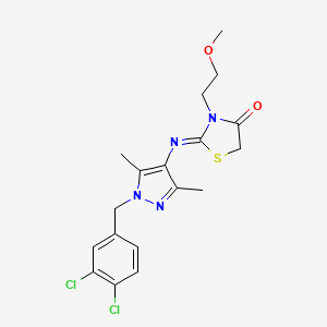 (2Z)-2-{[1-(3,4-dichlorobenzyl)-3,5-dimethyl-1H-pyrazol-4-yl]imino}-3-(2-methoxyethyl)-1,3-thiazolidin-4-one