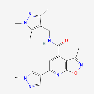 molecular formula C19H21N7O2 B10925030 3-methyl-6-(1-methyl-1H-pyrazol-4-yl)-N-[(1,3,5-trimethyl-1H-pyrazol-4-yl)methyl][1,2]oxazolo[5,4-b]pyridine-4-carboxamide 