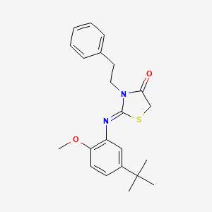 molecular formula C22H26N2O2S B10925052 (2Z)-2-[(5-tert-butyl-2-methoxyphenyl)imino]-3-(2-phenylethyl)-1,3-thiazolidin-4-one 