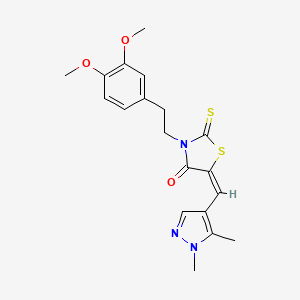 molecular formula C19H21N3O3S2 B10925055 (5E)-3-[2-(3,4-dimethoxyphenyl)ethyl]-5-[(1,5-dimethyl-1H-pyrazol-4-yl)methylidene]-2-thioxo-1,3-thiazolidin-4-one 