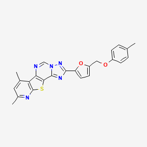 molecular formula C24H19N5O2S B10925060 11,13-dimethyl-4-[5-[(4-methylphenoxy)methyl]furan-2-yl]-16-thia-3,5,6,8,14-pentazatetracyclo[7.7.0.02,6.010,15]hexadeca-1(9),2,4,7,10(15),11,13-heptaene 