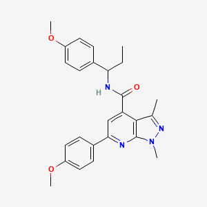 6-(4-methoxyphenyl)-N-[1-(4-methoxyphenyl)propyl]-1,3-dimethyl-1H-pyrazolo[3,4-b]pyridine-4-carboxamide