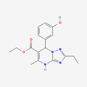 molecular formula C17H20N4O3 B10925084 Ethyl 2-ethyl-7-(3-hydroxyphenyl)-5-methyl-4,7-dihydro[1,2,4]triazolo[1,5-A]pyrimidine-6-carboxylate 