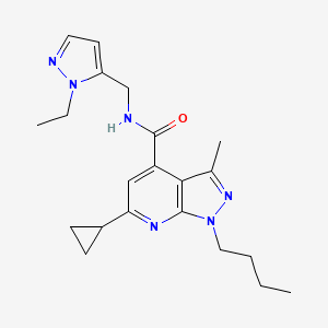 molecular formula C21H28N6O B10925086 1-butyl-6-cyclopropyl-N-[(1-ethyl-1H-pyrazol-5-yl)methyl]-3-methyl-1H-pyrazolo[3,4-b]pyridine-4-carboxamide 