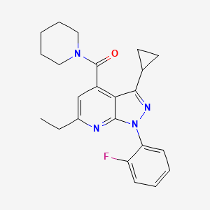 [3-cyclopropyl-6-ethyl-1-(2-fluorophenyl)-1H-pyrazolo[3,4-b]pyridin-4-yl](piperidin-1-yl)methanone