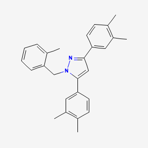 molecular formula C27H28N2 B10925151 3,5-bis(3,4-dimethylphenyl)-1-(2-methylbenzyl)-1H-pyrazole 