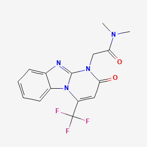 molecular formula C15H13F3N4O2 B10925153 N,N-dimethyl-2-[2-oxo-4-(trifluoromethyl)pyrimido[1,2-a]benzimidazol-1(2H)-yl]acetamide 