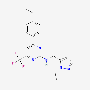 molecular formula C19H20F3N5 B10925166 4-(4-ethylphenyl)-N-[(1-ethyl-1H-pyrazol-5-yl)methyl]-6-(trifluoromethyl)pyrimidin-2-amine 