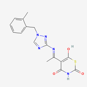 molecular formula C16H15N5O3S B10925180 4-hydroxy-5-{(1E)-N-[1-(2-methylbenzyl)-1H-1,2,4-triazol-3-yl]ethanimidoyl}-2H-1,3-thiazine-2,6(3H)-dione 