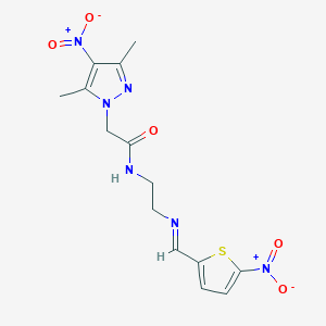 2-(3,5-dimethyl-4-nitro-1H-pyrazol-1-yl)-N-(2-{[(E)-(5-nitrothiophen-2-yl)methylidene]amino}ethyl)acetamide