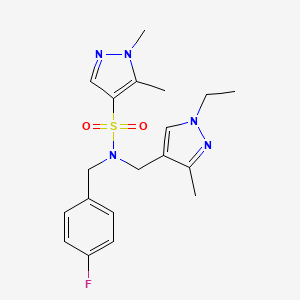 molecular formula C19H24FN5O2S B10925201 N-[(1-ethyl-3-methyl-1H-pyrazol-4-yl)methyl]-N-(4-fluorobenzyl)-1,5-dimethyl-1H-pyrazole-4-sulfonamide 