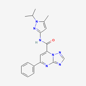 molecular formula C19H19N7O B10925218 N-[5-methyl-1-(propan-2-yl)-1H-pyrazol-3-yl]-5-phenyl[1,2,4]triazolo[1,5-a]pyrimidine-7-carboxamide 