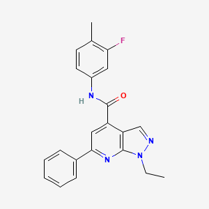 molecular formula C22H19FN4O B10925293 1-ethyl-N-(3-fluoro-4-methylphenyl)-6-phenyl-1H-pyrazolo[3,4-b]pyridine-4-carboxamide 