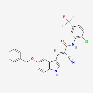 (2E)-3-[5-(benzyloxy)-1H-indol-3-yl]-N-[2-chloro-5-(trifluoromethyl)phenyl]-2-cyanoprop-2-enamide