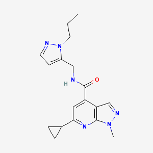 molecular formula C18H22N6O B10925309 6-cyclopropyl-1-methyl-N-[(1-propyl-1H-pyrazol-5-yl)methyl]-1H-pyrazolo[3,4-b]pyridine-4-carboxamide 