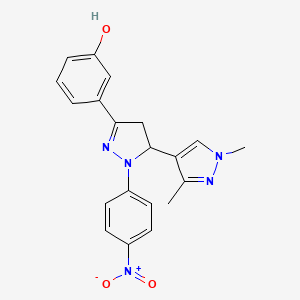 molecular formula C20H19N5O3 B10925323 3-[1',3'-dimethyl-2-(4-nitrophenyl)-3,4-dihydro-1'H,2H-3,4'-bipyrazol-5-yl]phenol 