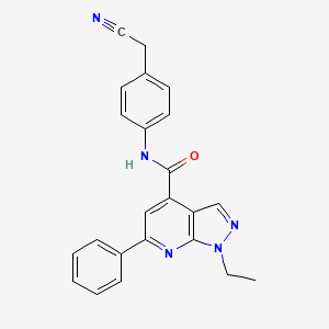 molecular formula C23H19N5O B10925324 N-[4-(cyanomethyl)phenyl]-1-ethyl-6-phenyl-1H-pyrazolo[3,4-b]pyridine-4-carboxamide 