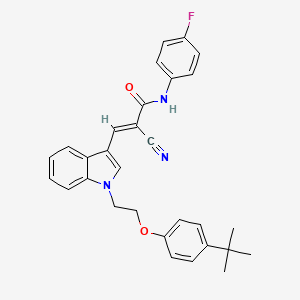 (2E)-3-{1-[2-(4-tert-butylphenoxy)ethyl]-1H-indol-3-yl}-2-cyano-N-(4-fluorophenyl)prop-2-enamide