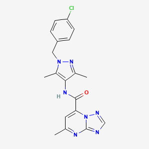 molecular formula C19H18ClN7O B10925350 N-[1-(4-chlorobenzyl)-3,5-dimethyl-1H-pyrazol-4-yl]-5-methyl[1,2,4]triazolo[1,5-a]pyrimidine-7-carboxamide 