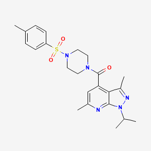 molecular formula C23H29N5O3S B10925384 [3,6-dimethyl-1-(propan-2-yl)-1H-pyrazolo[3,4-b]pyridin-4-yl]{4-[(4-methylphenyl)sulfonyl]piperazin-1-yl}methanone 