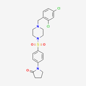 molecular formula C21H23Cl2N3O3S B10925410 1-(4-{[4-(2,4-Dichlorobenzyl)piperazin-1-yl]sulfonyl}phenyl)pyrrolidin-2-one 