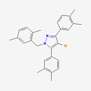 molecular formula C28H29BrN2 B10925421 4-bromo-1-(2,5-dimethylbenzyl)-3,5-bis(3,4-dimethylphenyl)-1H-pyrazole 