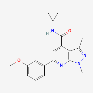 molecular formula C19H20N4O2 B10925466 N-cyclopropyl-6-(3-methoxyphenyl)-1,3-dimethyl-1H-pyrazolo[3,4-b]pyridine-4-carboxamide 