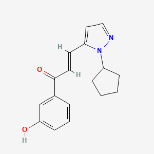 (2E)-3-(1-cyclopentyl-1H-pyrazol-5-yl)-1-(3-hydroxyphenyl)prop-2-en-1-one