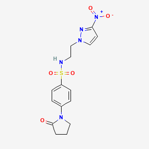 molecular formula C15H17N5O5S B10925501 N-[2-(3-nitro-1H-pyrazol-1-yl)ethyl]-4-(2-oxopyrrolidin-1-yl)benzenesulfonamide 