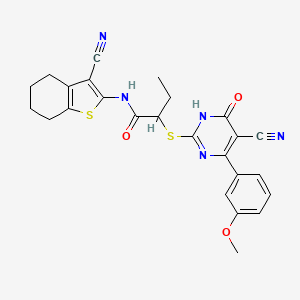 2-{[5-cyano-4-(3-methoxyphenyl)-6-oxo-1,6-dihydropyrimidin-2-yl]sulfanyl}-N-(3-cyano-4,5,6,7-tetrahydro-1-benzothiophen-2-yl)butanamide