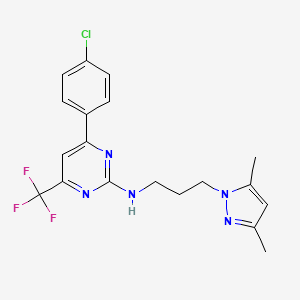 4-(4-chlorophenyl)-N-[3-(3,5-dimethyl-1H-pyrazol-1-yl)propyl]-6-(trifluoromethyl)pyrimidin-2-amine