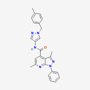 molecular formula C26H24N6O B10925602 3,6-dimethyl-N-[1-(4-methylbenzyl)-1H-pyrazol-4-yl]-1-phenyl-1H-pyrazolo[3,4-b]pyridine-4-carboxamide 