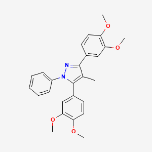 molecular formula C26H26N2O4 B10925608 3,5-bis(3,4-dimethoxyphenyl)-4-methyl-1-phenyl-1H-pyrazole 