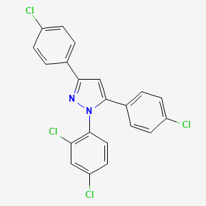 molecular formula C21H12Cl4N2 B10925651 3,5-bis(4-chlorophenyl)-1-(2,4-dichlorophenyl)-1H-pyrazole 