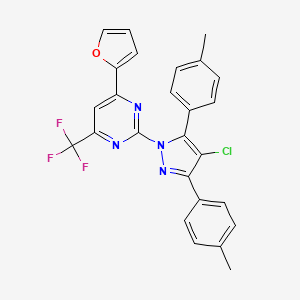 2-[4-chloro-3,5-bis(4-methylphenyl)-1H-pyrazol-1-yl]-4-(furan-2-yl)-6-(trifluoromethyl)pyrimidine