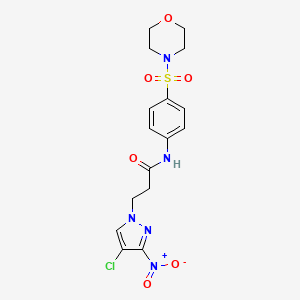 molecular formula C16H18ClN5O6S B10925686 3-(4-chloro-3-nitro-1H-pyrazol-1-yl)-N-[4-(morpholin-4-ylsulfonyl)phenyl]propanamide 