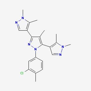 molecular formula C21H23ClN6 B10925704 1-(3-chloro-4-methylphenyl)-3,5-bis(1,5-dimethylpyrazol-4-yl)-4-methylpyrazole 