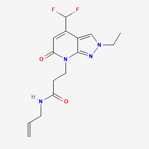 molecular formula C15H18F2N4O2 B10925712 3-[4-(difluoromethyl)-2-ethyl-6-oxo-2,6-dihydro-7H-pyrazolo[3,4-b]pyridin-7-yl]-N-(prop-2-en-1-yl)propanamide 