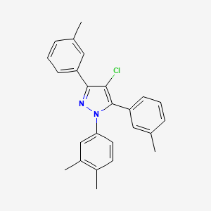 molecular formula C25H23ClN2 B10925734 4-chloro-1-(3,4-dimethylphenyl)-3,5-bis(3-methylphenyl)-1H-pyrazole 