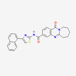 molecular formula C27H22N4O2S B10925754 N-[4-(naphthalen-1-yl)-1,3-thiazol-2-yl]-12-oxo-6,7,8,9,10,12-hexahydroazepino[2,1-b]quinazoline-3-carboxamide 